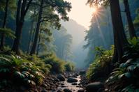photograph, Grindhouse, landscape of a Rainforest, Proud
