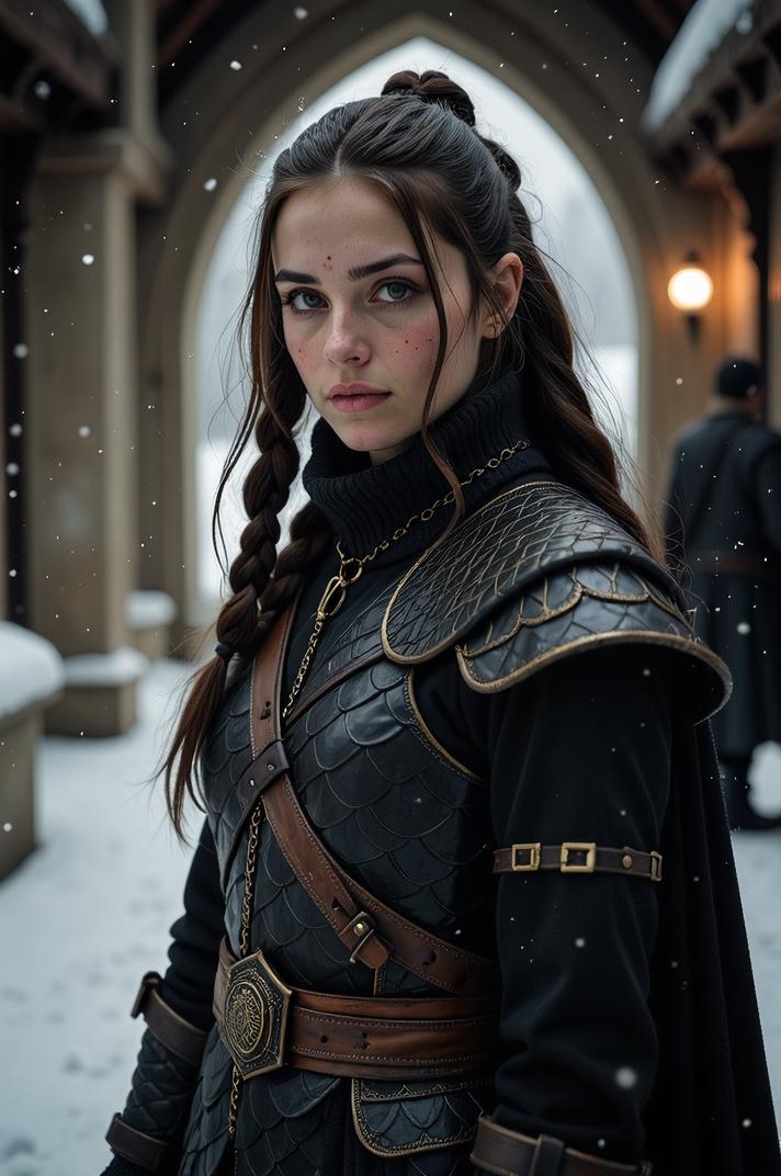 photograph, nature, traditional Goth Female Viking Warrior , the Viking Warrior is Cyberpunk