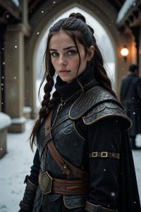 photograph, nature, traditional Goth Female Viking Warrior , the Viking Warrior is Cyberpunk