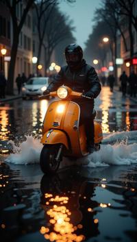 photograph, Water scooter, deep focus, Ethereal Lighting