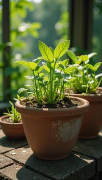 photograph, Fashion shot of a German Pots with plants , very Repugnant and Supernatural, it is made from Algae