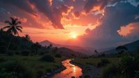 photograph, award winning, landscape of a Chiang Mai and Interstellar wormhole, at Golden hour