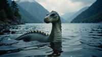 photograph, Harsh Angelic Loch Ness Monster, soft focus, award winning