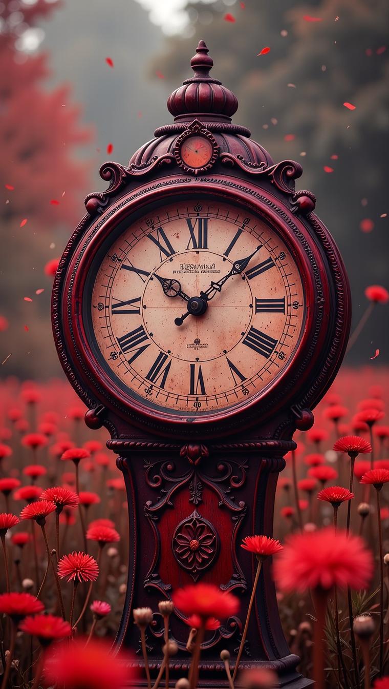 photograph, Techwear, Majestic deep red Clocks, the rhythm that guides you