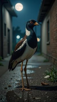 photograph, crime dramas, shoulder level shot of a Masked Lapwing , it is curious