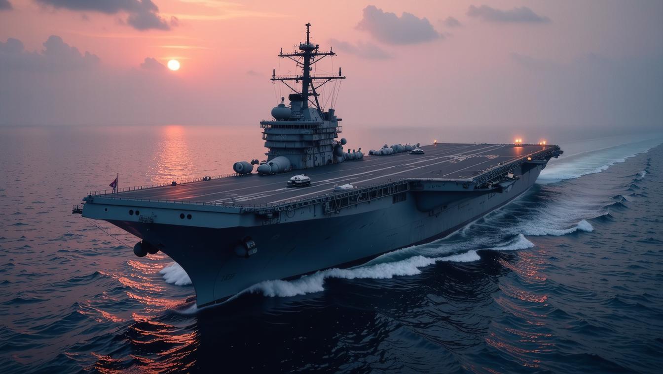 photograph, insane details, Aircraft carrier, Contoured