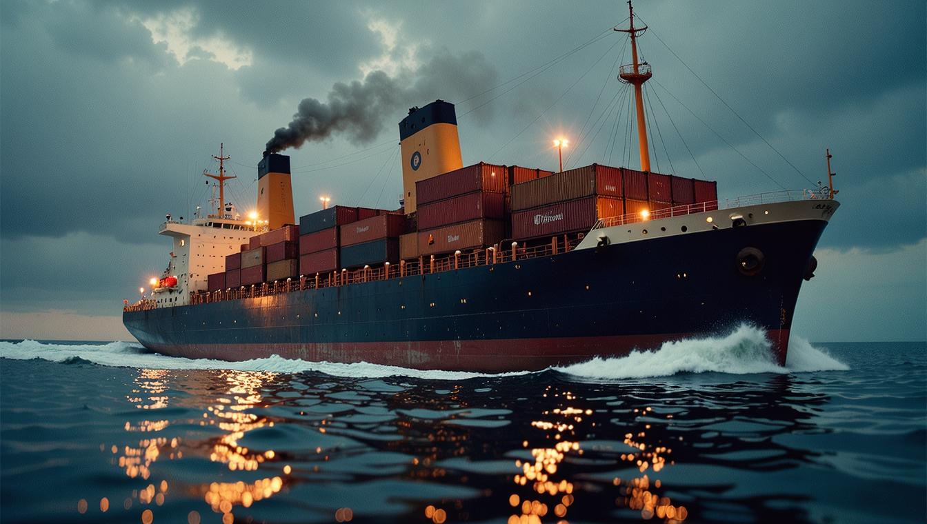 photograph, Dreadful Container ship, anthropomorphic, Cartooncore