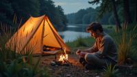 photograph, Broken Guy , Camping, dressed in Knickerbocker