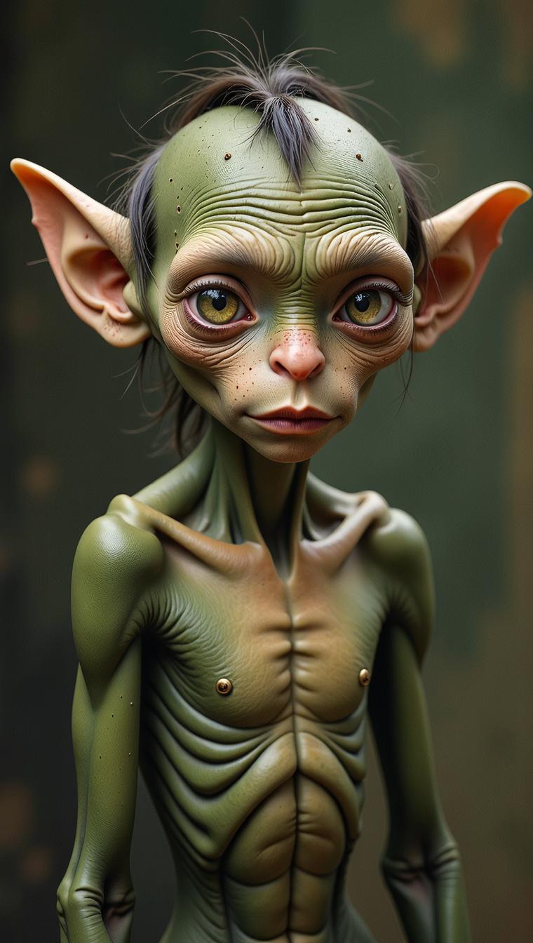 photograph, s Art, Delightful lanky Male Goblin, intricate details