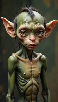 photograph, s Art, Delightful lanky Male Goblin, intricate details
