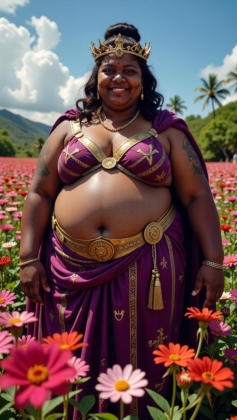 stylized by Jim Lee, photograph, obese Fijian Female Beholder of Terror , Pure and Injured