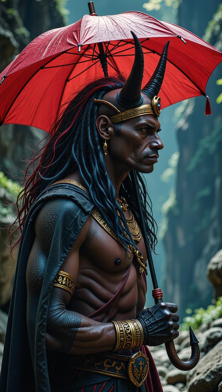 photograph, behance, Evil Male Sphinx , his hair is Colored and styled as Shag