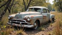 stylized by Helene Knoop, photograph, Metallic Abandoned Car, Spring
