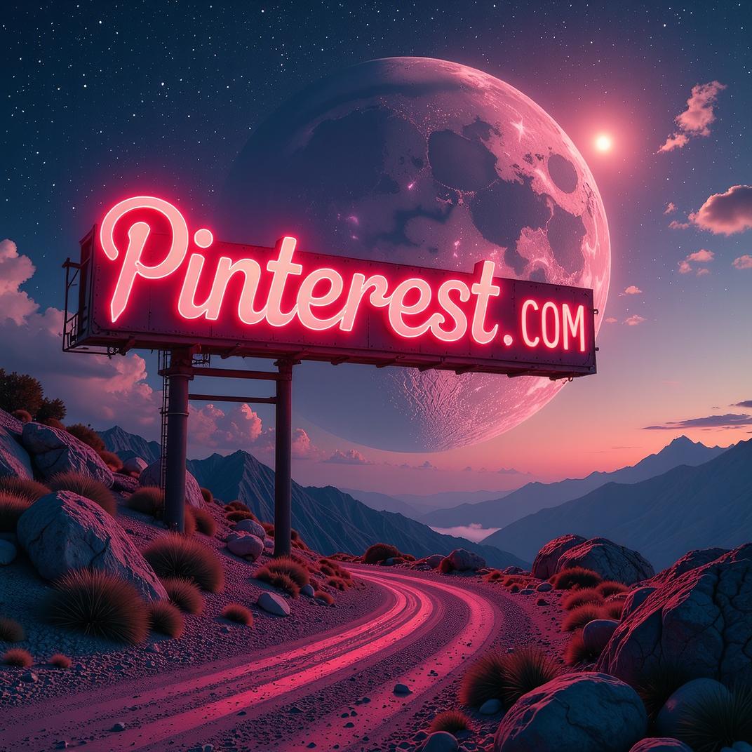 Amazing PINTEREST COM sign, stylized by Michael Haneke, photograph, Synthwave Art