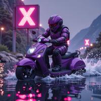 Amazing X COM sign, designed by Lisa Holloway , photograph, Water scooter