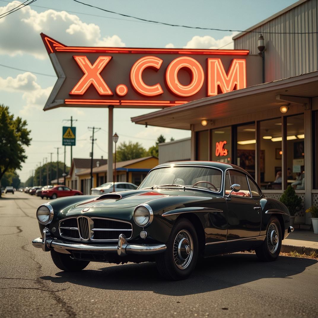 Amazing X COM sign, photograph, Regency Chinoiserie BMW , the BMW is very Good