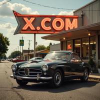 Amazing X COM sign, photograph, Regency Chinoiserie BMW , the BMW is very Good
