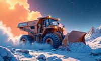 Photograph of a Flossier Trendy Chilean Snow plow , it is covered in Explosive accessories, best quality, Interplanetary dust background