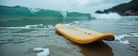 A photograph of a Salvadoran bodyboard with a tilt shift feel and a focus on fear
