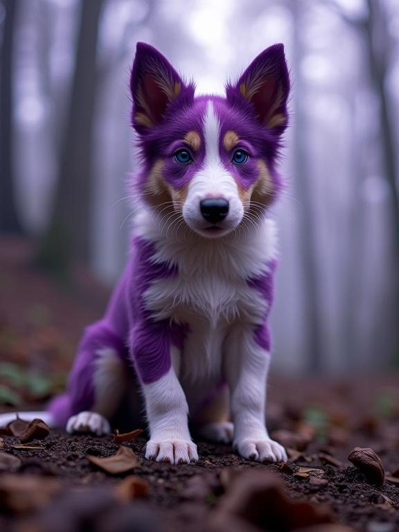 art by Emmy Bridgwater and Yumihiko Amano and Adrian Donoghue , photograph, White theme , hip level shot of a Freelance Charismatic Collie Puppy