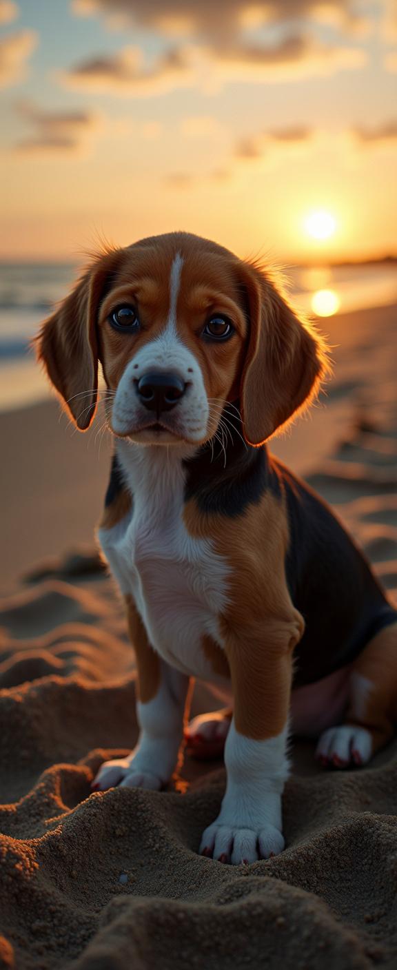 designed by Marlene Dumas and Pieter Brueghel the Younger and Brian Froud , photograph, award winning, wide shot of a Twisted Tired Beagle Puppy of Luna