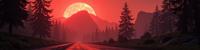 designed by Graham Sutherland , photograph, attractive, landscape of a Baroque Flawless Red The Half Dome from inside of a Bay