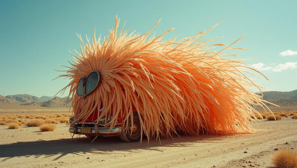 photograph, Landscape of a Charismatic Bus station Campground , covered in Feathers, smooth