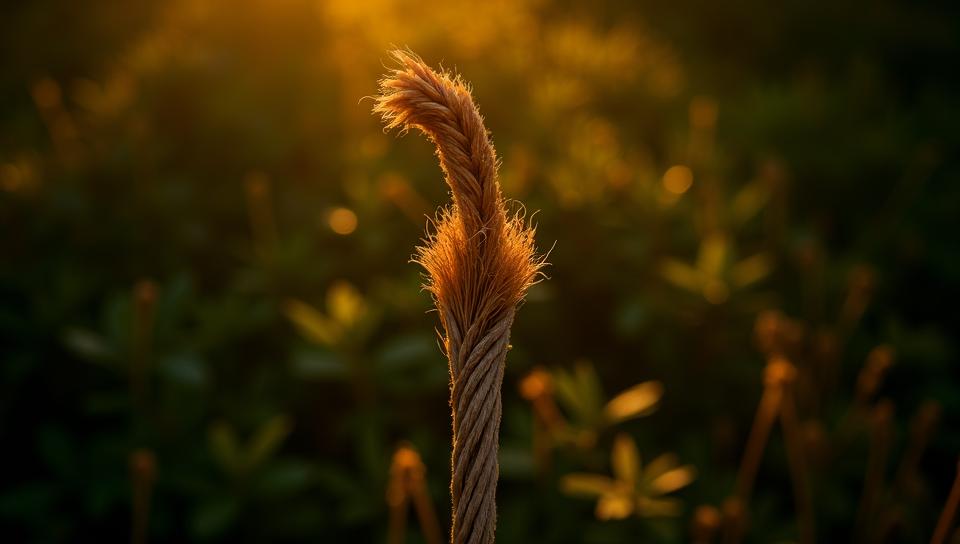 photograph, overhead angle of a Formal Nutty Broomstick, near Absorbing foliage, at Twilight
