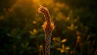 photograph, overhead angle of a Formal Nutty Broomstick, near Absorbing foliage, at Twilight