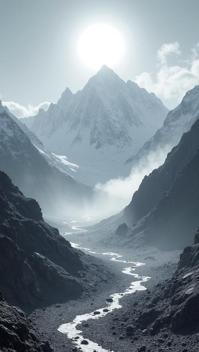 designed by Dain Yoon and Carl Eugen Keel , landscape of a Desolate Himalayan, Sunny, Dark