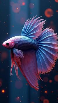art by L on Bakst, Betta Fish, Futuristic and Radiant, background is Pedestrian bridge