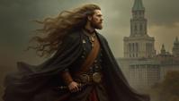 by Dave Dorman and Richard Benning , Enchanting Leonardo da Vinci, his hair is Soviet, Scotic background