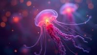 D Rendering, Alien Furious Jellyfish, at Twilight, Bokeh
