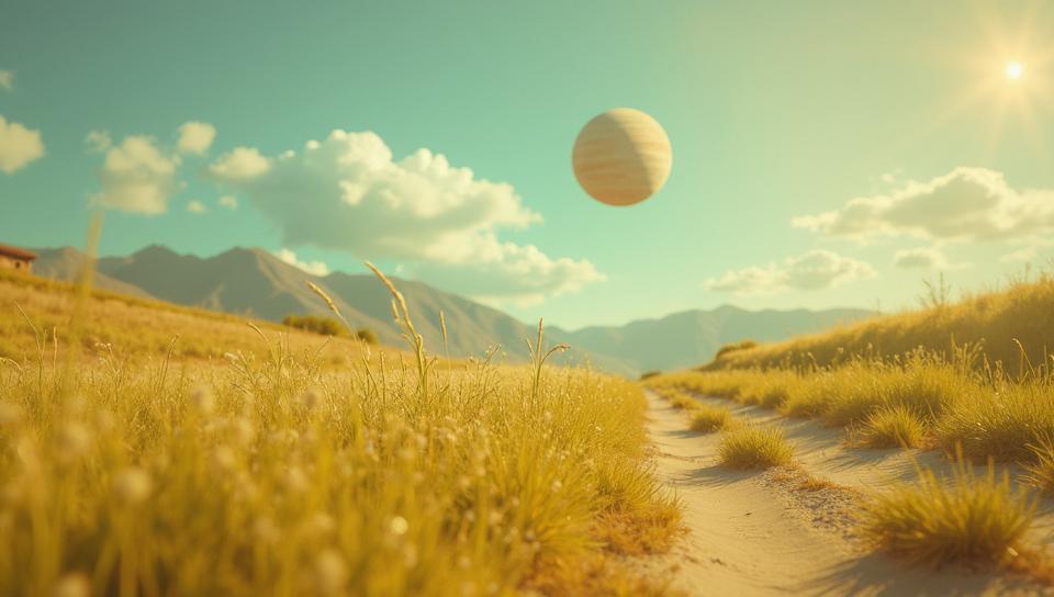 impressionism art stylized by Claude Monet and Loish , Photograph, Lebanese Road , grass and Planet Mercury in background