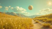impressionism art stylized by Claude Monet and Loish , Photograph, Lebanese Road , grass and Planet Mercury in background
