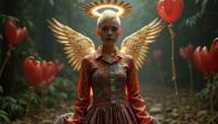 Arcane trickster Ludivine Sagnier , Ludivine Sagnier is wearing a Pleated skirt and tucked in blouse, The Pleated skirt and tucked in blouse is tailored by Virgil Abloh and Mary Katrantzou, Bald hair styled as Caesar cut