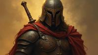 fantasy art stylized by Kerem Beyit, Weaponsmith Male God, dressed in Helmet, plain Underwrapped background