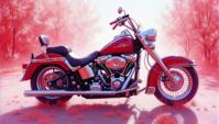 impressionism art by Claude Monet, Infrared Photography of a Sacred Harley Davidson, Very wide view, Memecore Art