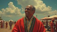 Spice merchant Abdel Fattah el Sisi , Loving, grinning, dressed in robe tailored by Raf Simons