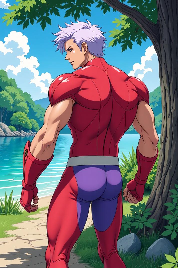 asian anime style marvel Hank Pym masterpiece,best quality , asian anime, Greased Back lilac hair