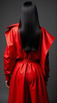 crazy fashion model, straight long black hair , Fashion photography of a supermodel , he is wearing a Abstract fashion outfit