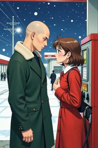 asian anime style marvel Jubilee masterpiece,best quality , asian anime, Bald van dyke brown hair