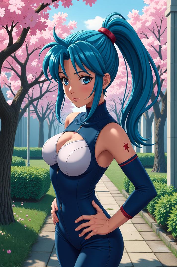 anime style marvel Nova masterpiece,best quality , asian anime, Pony Tail royal blue hair