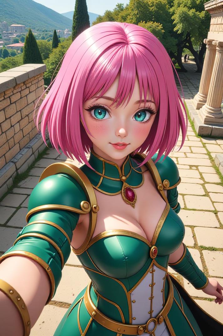 anime style masterpiece,best quality , Bob malachite hair, autumn