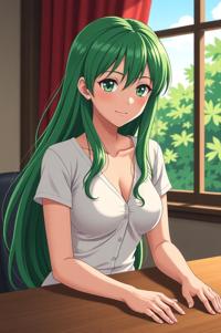 asian anime style marvel Thing masterpiece,best quality , asian anime, Left Parting forest green hair