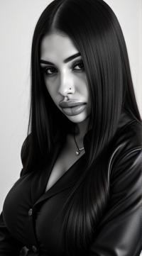 crazy fashion model, straight long black hair , Fashion photography of a supermodel , he is dressed in Neo Tokyo fashion outfit
