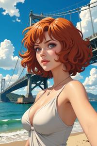 anime style masterpiece,best quality , Bob Curly razzmatazz hair, summer