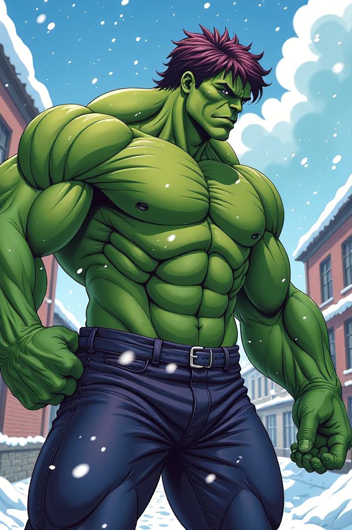 asian anime style marvel Hulk masterpiece,best quality , asian anime, Grungey magenta hair