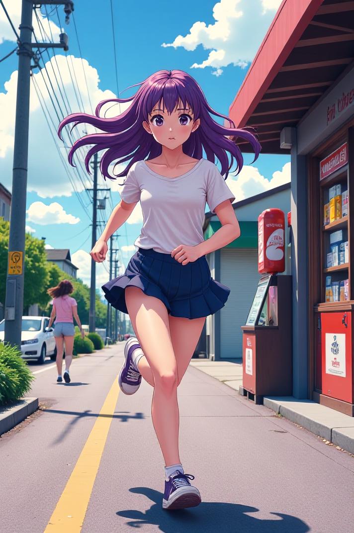 anime style masterpiece,best quality , Grungey violet hair, spring