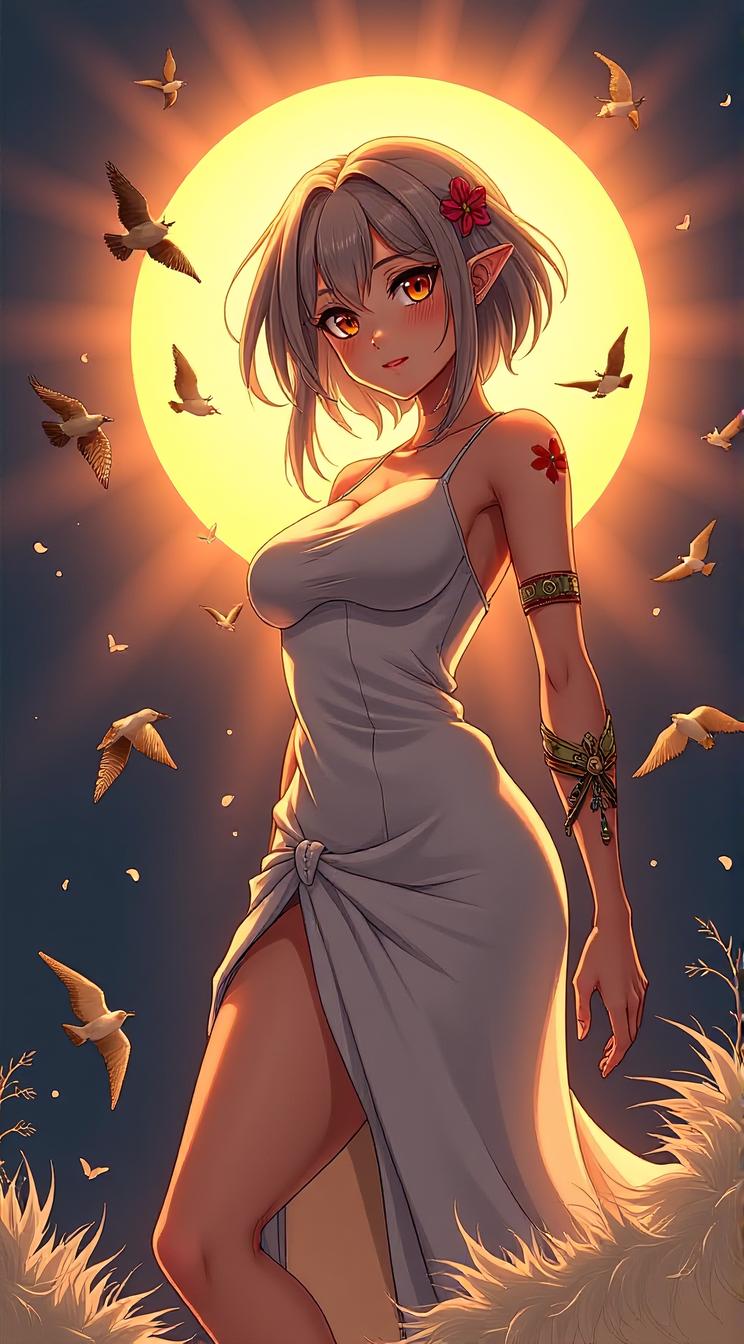 anime sexy style , summer, masterpiece , best quality